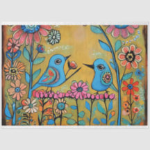 Oiseaux d'art folklorique vintages aux couleurs vi