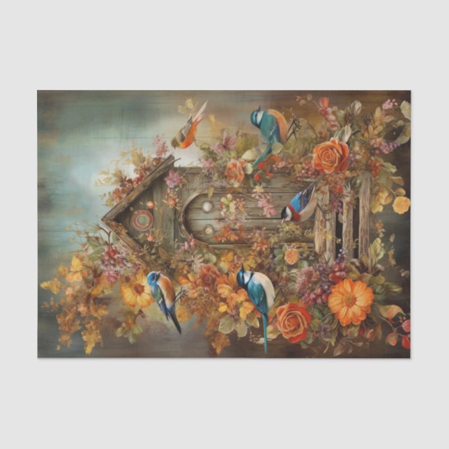 Papier Mousseline Oiseaux d'automne (Recto)