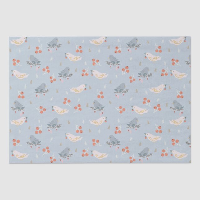 Papier Mousseline Oiseaux de Noël Motif sans couture (Recto)