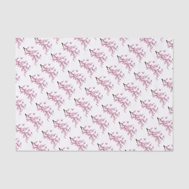 Papier Mousseline Oiseaux et fleurs de cerisier (Recto)