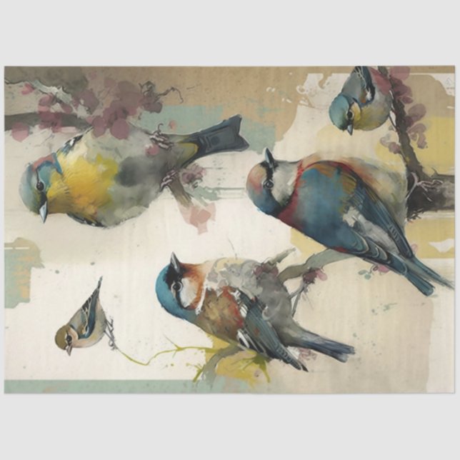 Papier Mousseline Oiseaux et fleurs Ephemera Design Series #16 (Recto)