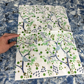 Papier Mousseline Oiseaux fauniques d'Hawaii Fleurs tropicales abstr