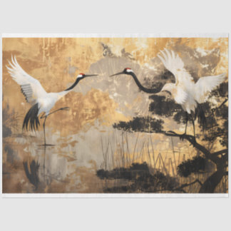 Papier Mousseline Oiseaux japonais de grues