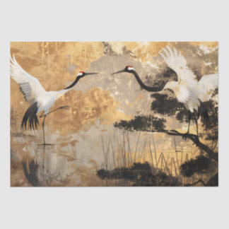 Papier Mousseline Oiseaux japonais de grues
