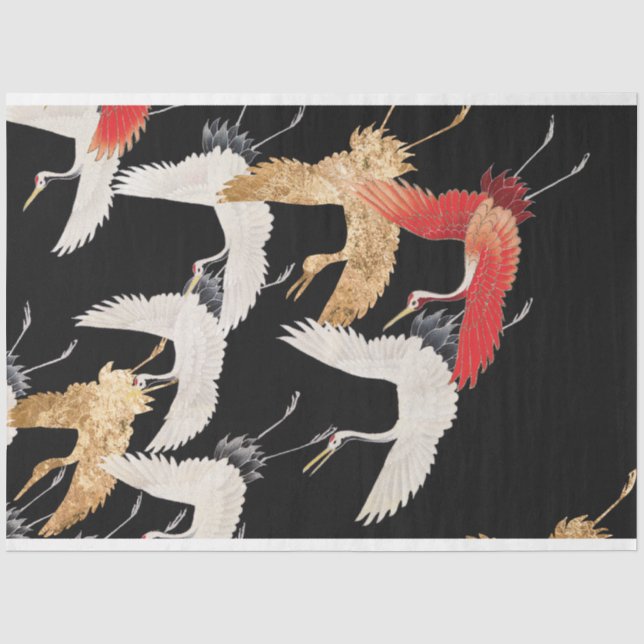 Papier Mousseline Oiseaux japonais vintages (Recto)