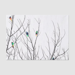 Papier Mousseline Oiseaux lumineux artistiques sur des branches