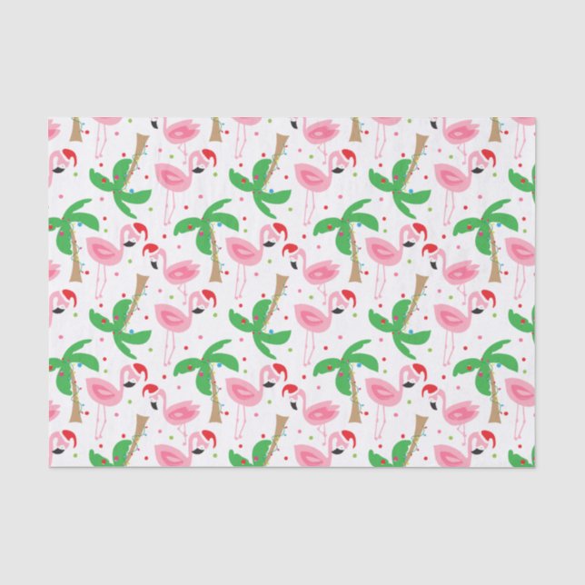 Papier Mousseline Oiseaux tropicaux de Flamants roses de Noël de (Recto)