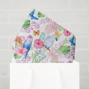 Papier Mousseline Oiseaux tropicaux fleurs fête de plage mouchoir