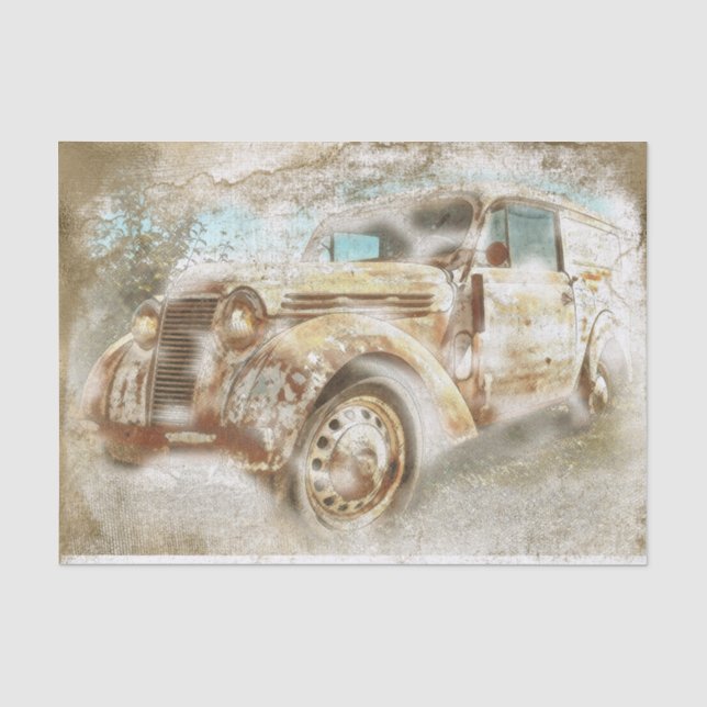 Papier Mousseline Old Rusted Renault Juvaquatre Van Decoupage (Recto)
