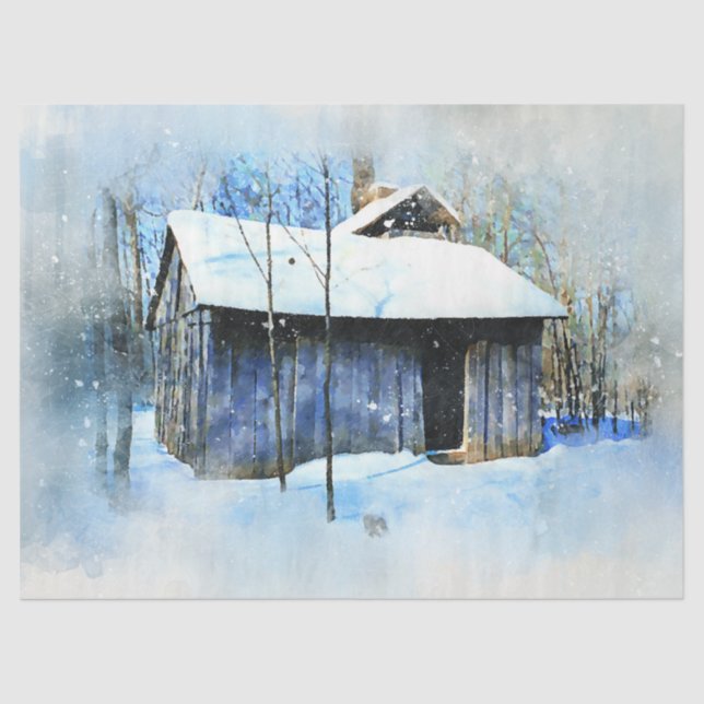 Papier Mousseline Old Rustic House paysage Découpage mur Art (Recto)