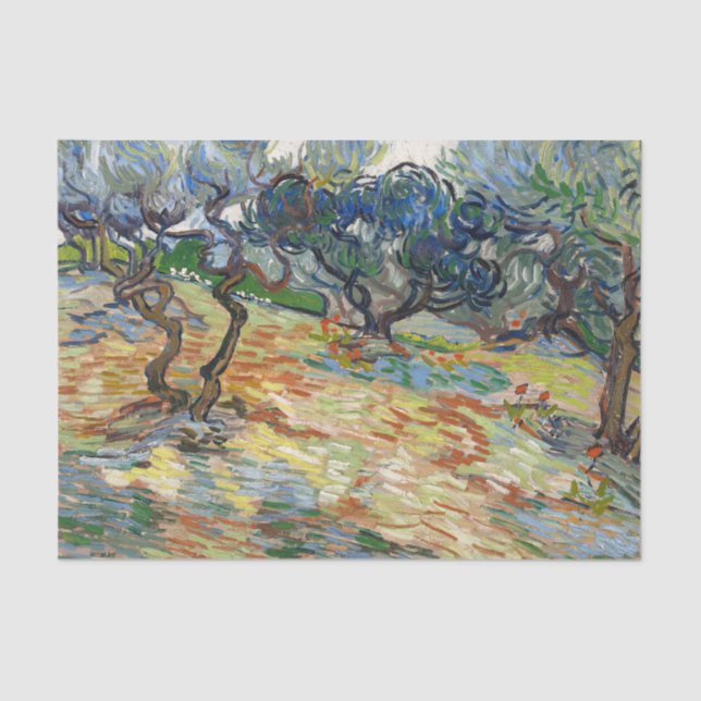 Papier Mousseline Olive Trees par Vincent Van Gogh (Recto)