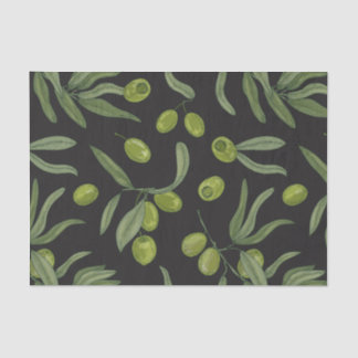 Papier Mousseline Oliviers verts et Feuilles