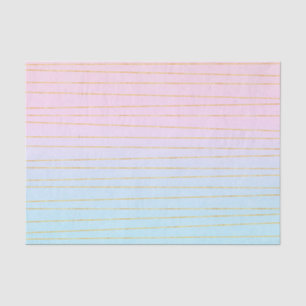 Papier Mousseline Ombre bleu rose avec lignes or