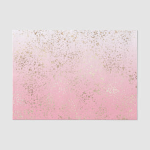 Papier Mousseline Ombre rose blanc éclaboussé d'or flakes