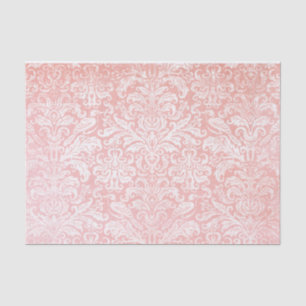 Papier Mousseline Ombre rose Doucement Distressé Motif Damas
