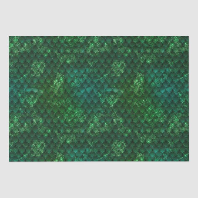 Papier Mousseline Ombre vert foncé et écharpes dragon (Recto)