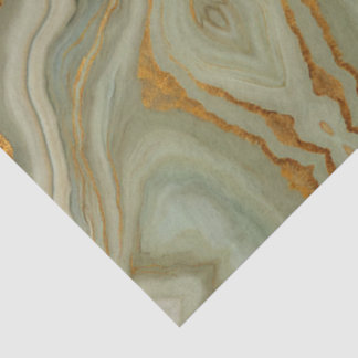 Papier Mousseline Onyx Vert Sauge Avec Or