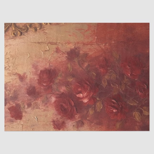 Papier Mousseline Opulent bordeaux profond rouge rose or (Recto)