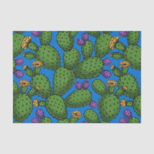Papier Mousseline Opuntie de floraison en bleu