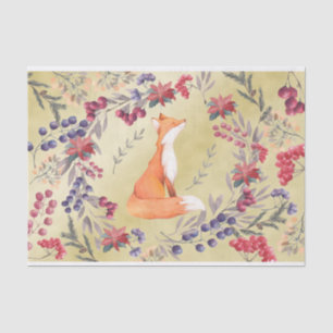 Papier Mousseline Or de baies d'hiver de Fox d'aquarelle