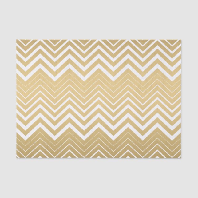 Papier Mousseline Or Et Blanc Zigzag Chevron (Recto)