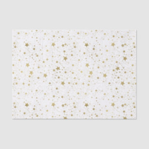 Papier Mousseline Or et étoiles de scintillement blanches