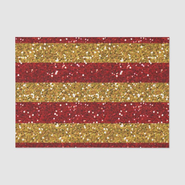 Papier Mousseline Or et rayures rouges de parties scintillantes (Recto)