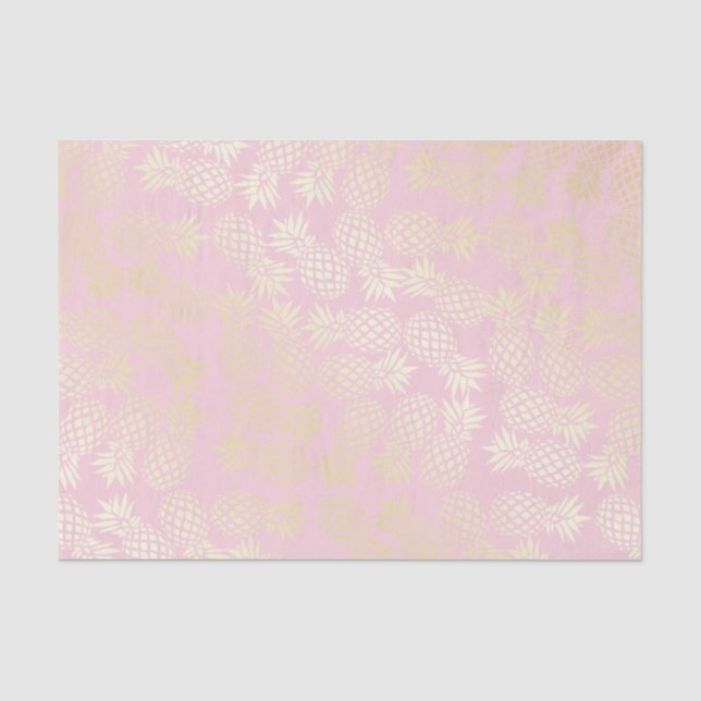 Papier Mousseline Or moderne élégant et motif rose d'ananas (Recto)