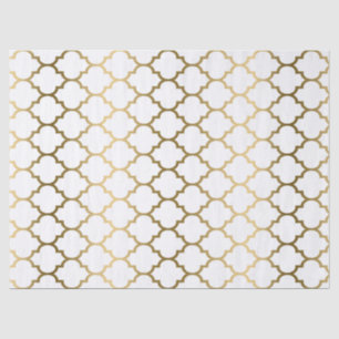 Papier Mousseline Or moderne et motif blanc de Quatrefoil