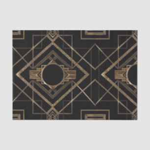 Papier Mousseline or, noir, art déco, métallique, motif, cru