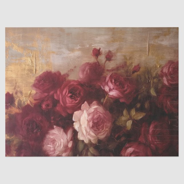 Papier Mousseline Or rose opulent bordeaux et roux (Recto)