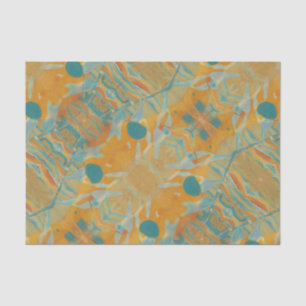 Papier Mousseline orange abstrait et turquoise