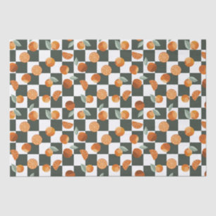 Papier Mousseline Orange Blisses sur les dameurs Turquoises foncés