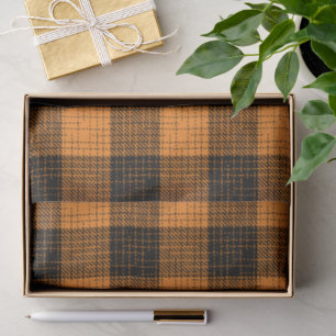 Papier Mousseline Orange Croix à Carreaux Noir Buffalo