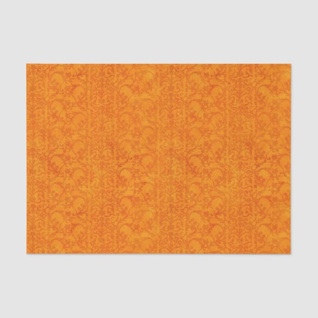 Papier Mousseline Orange de damassé d'automne (Recto)