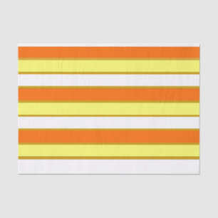 Papier Mousseline Orange, jaune et White Stripes