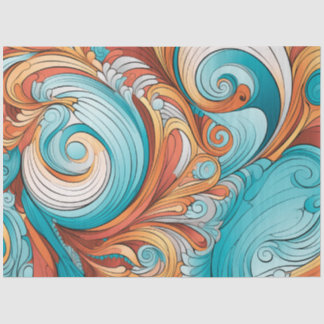 Papier Mousseline Orange lunaire | Bleu bondi | Découpage torride