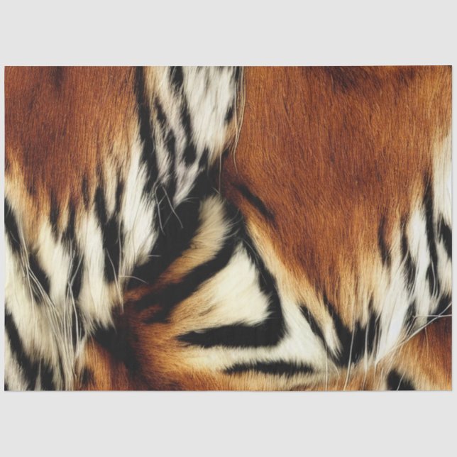Papier Mousseline Orange sauvage et bandes blanches de tigres (Recto)
