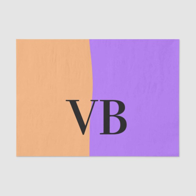 Papier Mousseline Orange violet solide ajouter nom lettre monogramme (Recto)