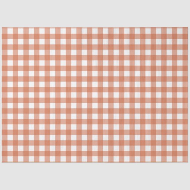 Papier Mousseline Orange & White Checkered Tissue Paper (Recto)