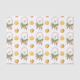 Papier Mousseline Oranges d'aquarelle Plaid Bow Monogramme de Noël