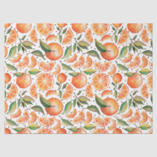 Papier Mousseline Oranges Fruit Citrus Feuilles Vertes Blanc