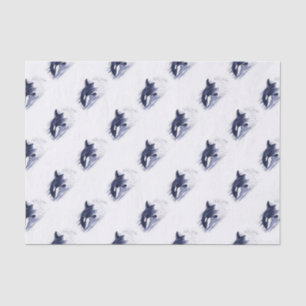 Papier Mousseline Orca Breaching Blue