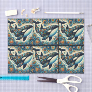 Papier Mousseline Orca Killer Whale Whimsical Découpage nautique