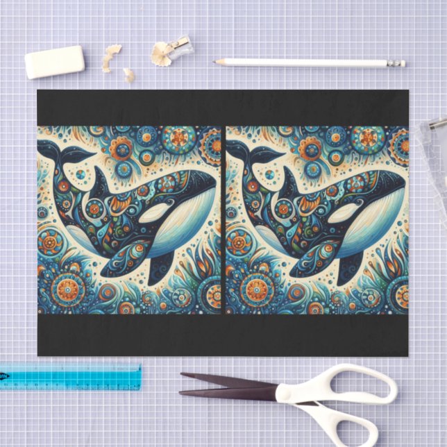 Papier Mousseline Orca Killer Whale Whimsical Découpage nautique (Artisanat)