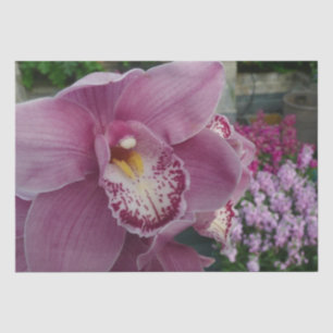 Papier Mousseline Orchidée violette et jardin coloré Floral