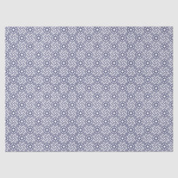 Papier Mousseline Oriental Bleu Blanc Marocain Motif géométrique