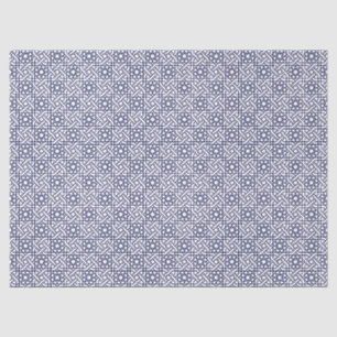 Papier Mousseline Oriental Bleu Blanc Marocain Motif géométrique