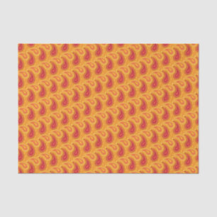 Papier Mousseline Oriental Orange Perse Motif Paisley