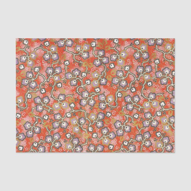 Papier Mousseline Origami japonais rouge errant de fleur pourpre (Recto)
